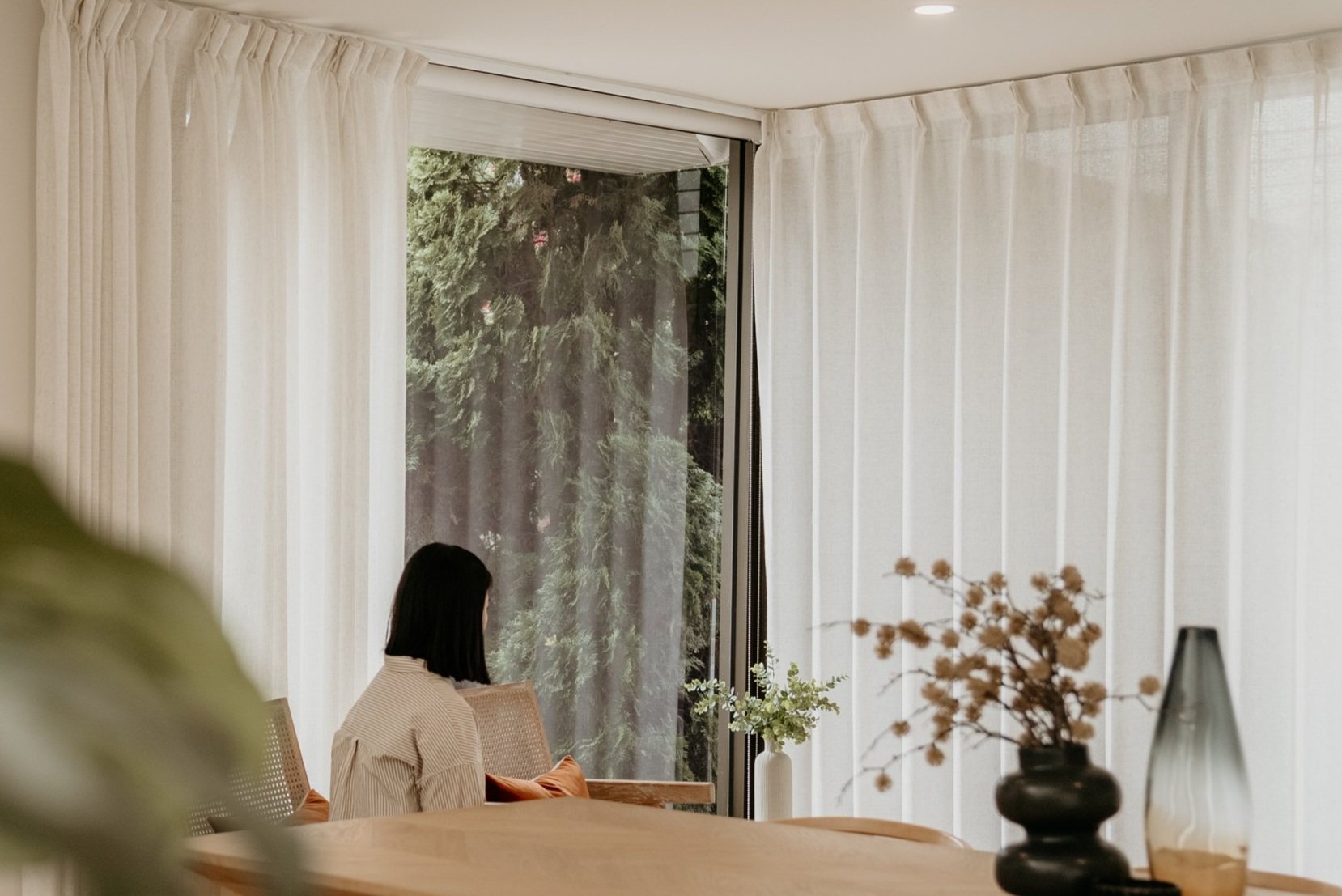 Curtain fabric in hand